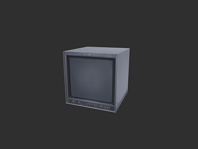 Vintage Gray CRT Television With Black Screen And Front Control Buttons 3d model