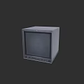 Vintage Gray CRT Television With Black Screen And Front Control Buttons
