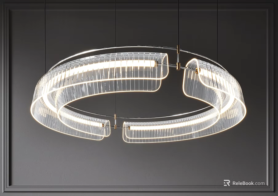 Modern Circular Ring Chandelier With LED Illuminated Sleek Design For Interior Lighting 3d model 