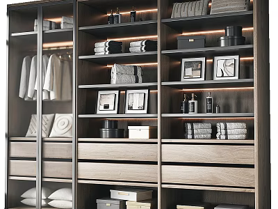 Modern Wardrobe Interior Design With Sliding Doors Shelves Drawers And Framed 3d model