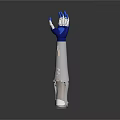 Modern Robotic Mechanical Arm With Blue Hand And White Limb Components