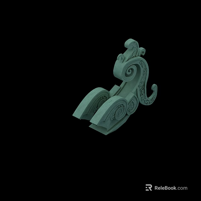 Unique Green Plant Sculpture With Intricate Spiral Curves And Artistic Foliage Design 3d model 