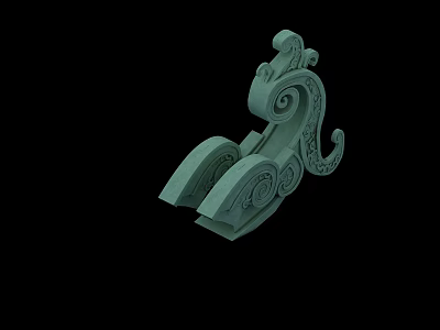 Unique Green Plant Sculpture With Intricate Spiral Curves And Artistic Foliage Design 3d model
