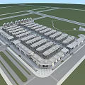 Aerial View Of Large Industrial Park With Neatly Arranged Buildings And Road Network