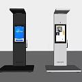 Public Facility Modern Interactive Kiosks With Black White Design And Touch Screen Displays 3d model