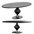 Modern Black Round Dining Table With Geometric Diamond Shaped Base Structure Design 3d model