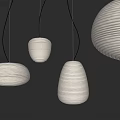 Modern White Pleated Chandeliers With Elegant Design Hung Against Dark Wall 3d model
