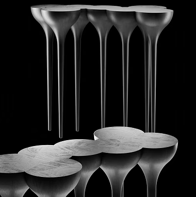 Sleek Modern Coffee Table Design With Unique Curved Base And Smooth Wooden Surface 3d model