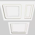 Modern Ceiling Design With White Square Shaped Panels Metal Trim And Recessed Lights