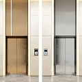 Modern Elevator with Gold and Silver Doors in Light Colored Wall Building Interior 3d model