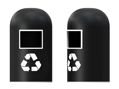 Two Black Recycling Trash Bins With White Recycle Logo For Home Waste Management 3d model