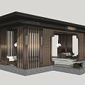 Traditional Chinese Architectural Entrance With Wooden Grilles Tile Roof And Stone Steps