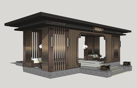 New Chinese Style Pavilion Corridor Pavilion 3d model