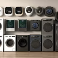 Various Modern Washing Machines In White And Black With Sleek Designs For Home Use