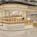 Warm Dessert Shop Interior With Wooden Display Cases Counter And Menu Boards