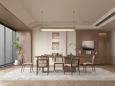 New Chinese-style Guest Restaurant New Chinese-style Bedroom New Chinese-style Furniture Sofa Combination Living Room TV Background Wall No Main Lamp Ceiling New Chinese-style Home Wooden Finish 3d model