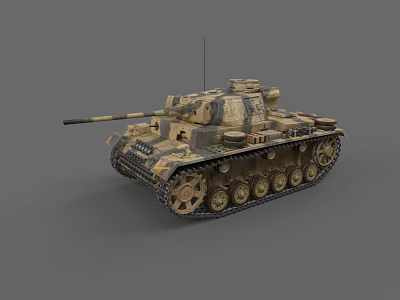 German World War II III Tank L Armored Vehicle Medium Tank 3d model