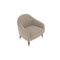 Modern Beige Upholstered Accent Chair with Curved Arms and Black Gold Legs