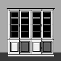 White Modern Bookcase With Upper Glass Doors And Lower Wooden Cabinets