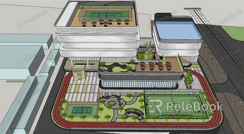 Modern Gymnasium Architectural Landscape model