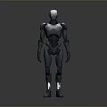 3D Rendered Metallic Robot Game And Movie Character With Black Exoskeleton Standing Pose