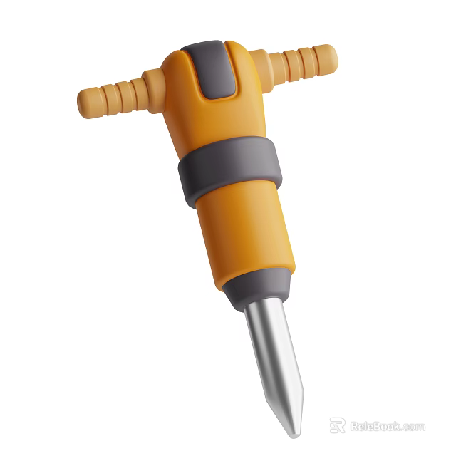 Yellow Handheld Industrial Equipment with Gray Accents and Metal Shank Grip Handle 3d model 
