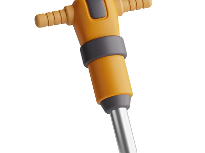 Yellow Handheld Industrial Equipment with Gray Accents and Metal Shank Grip Handle 3d model