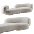 Modern Light Gray Multi Seat Sofa with Linen Fabric Curved Arms and Metal Legs