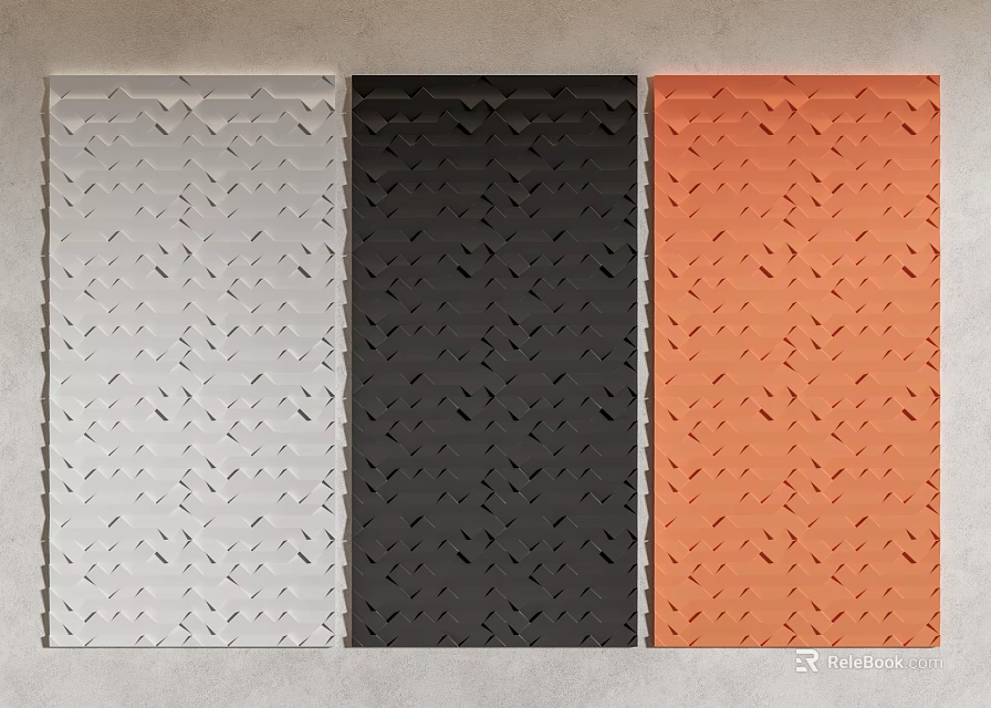 Modern Room Partitions with White Black and Orange Geometric Pattern Design 3d model