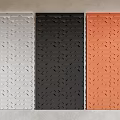 Modern Room Partitions with White Black and Orange Geometric Pattern Design 3d model