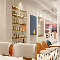 Modern Restaurant Interior Design With Dining Tables Pendant Lights And Stylish Counter