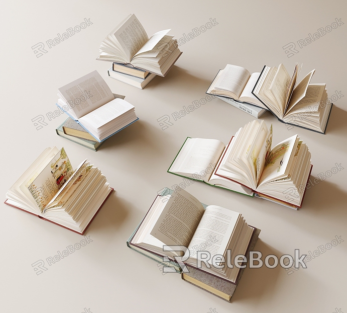 Modern Unfolding Books Book Ornaments model