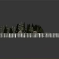 Detailed Miniature Landscape Model With Blue Water Area Pine Trees Pathway And Small Cabin