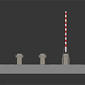 Red And White Striped Boom Gates With Metal Bases Installed On Flat Ground