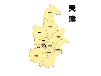 Tianjin Geographical Map With Clear Administrative Regional Divisions And Labels 3d model