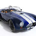 Blue Classic Convertible Sports Car With White Stripes And Open Top Design
