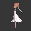 Cartoon Female Game Movie Character In White Wedding Dress With Red Hair And Outstretched Arms