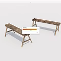 Two Rustic Wooden Benches With Natural Wood Grain And Simple Design
