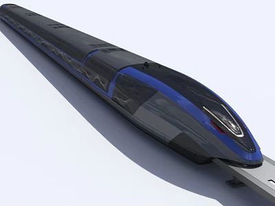 Sleek Modern High Speed Train With Blue And Black Aerodynamic Exterior Design 3d model
