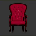 Classic Style Red Tufted Armchair With Wooden Frame And Upholstered Design Furniture