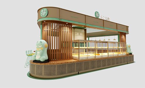 Light Luxury Milk Tea Shop Baking Tea Shop 3d model