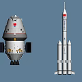 Chinese Spacecraft With Solar Panels And Rocket For Space Exploration Missions 3d model