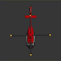Modern Red Helicopter With Yellow Tipped Rotors And Reflective Body Design