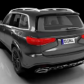 Black Mercedes-Benz SUV Front View With Chrome Grille LED Headlights And License Plate