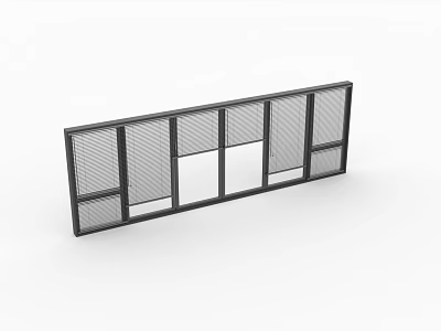 Modern Window Blinds With Black Frame And Multiple Panel Sliding Design 3d model