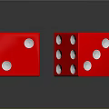 Two Red Dice With White Dots On Glossy Surface Showing Clear Reflections