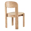 Light Wood Single Chair With Beige Padded Seat And Solid Wooden Frame
