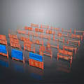 Beautiful Scenic Landscape With Gray Backdrop Orange Formations And Blue Water Elements