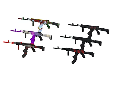 Various Weapons Collection With Colorful Designs And Distinctive Styles On 3d model