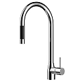 Modern Stainless Steel Kitchen Faucet With Sleek Curved Spout And Single Handle Design